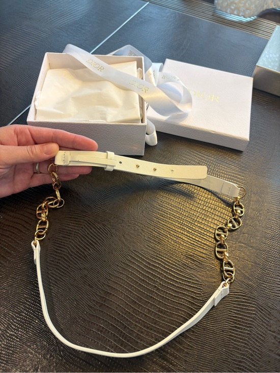 Christian Dior Dioriviera Capulse 2022 Chain Leather Belt Light Cream Size 80 main image 5